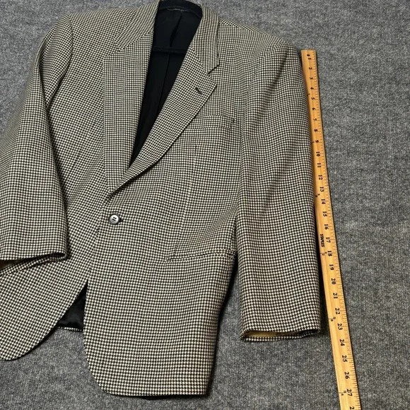 Lubiam Blazer Mens 48 Beige Houndstooth Virgin Wool Made In Italy Sport Coat